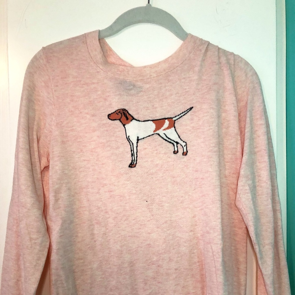 Mercantile light pink sweater with dog